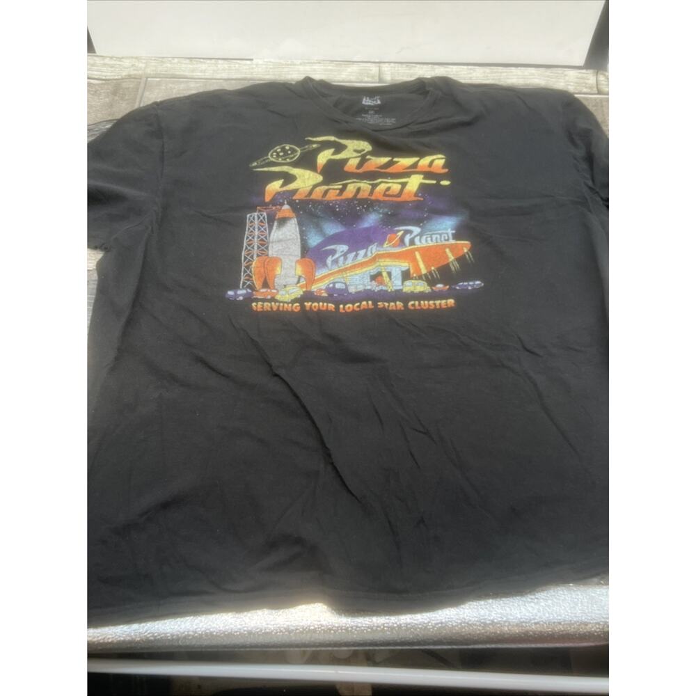 Pizza Planet Shirt Mens 3XL Black Toy Story Short Sleeve Graphic Logo Crew Neck